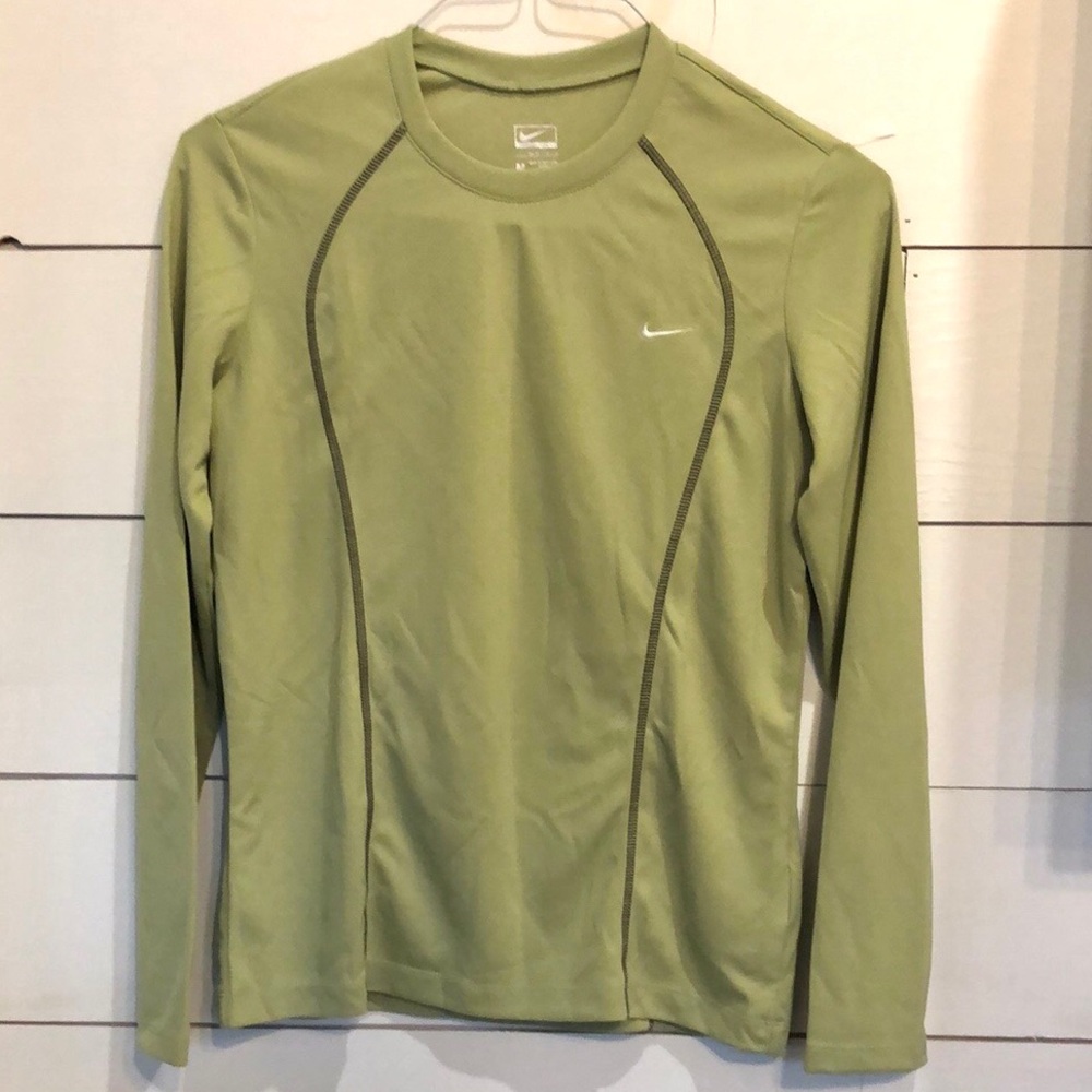 Nike Performance Lime Green Long Sleeve Workout Shirt Size M 8 to 10